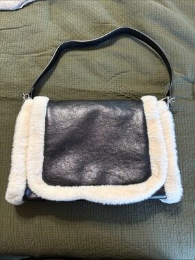 BCBGeneration Black Shoulder Bag with Cream Trim